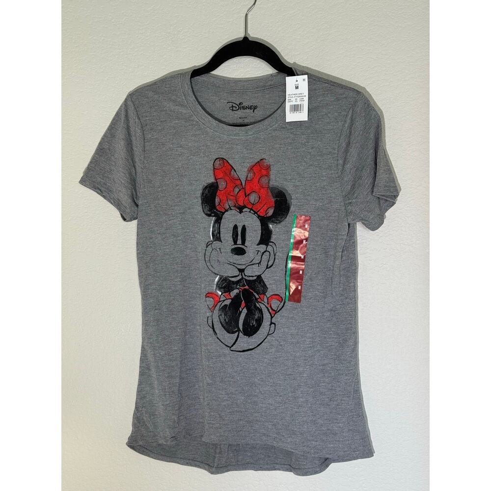 Disney Minnie Mouse Women’s Grey Red Black Shirt Disneyland Disney World Medium